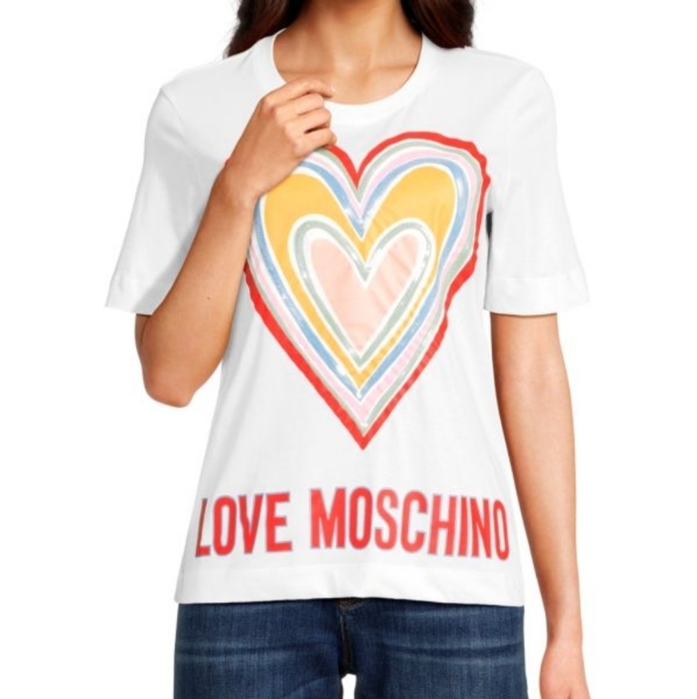 Love Moschino Heart Logo Graphic Tee 6 - Picture 1 of 6